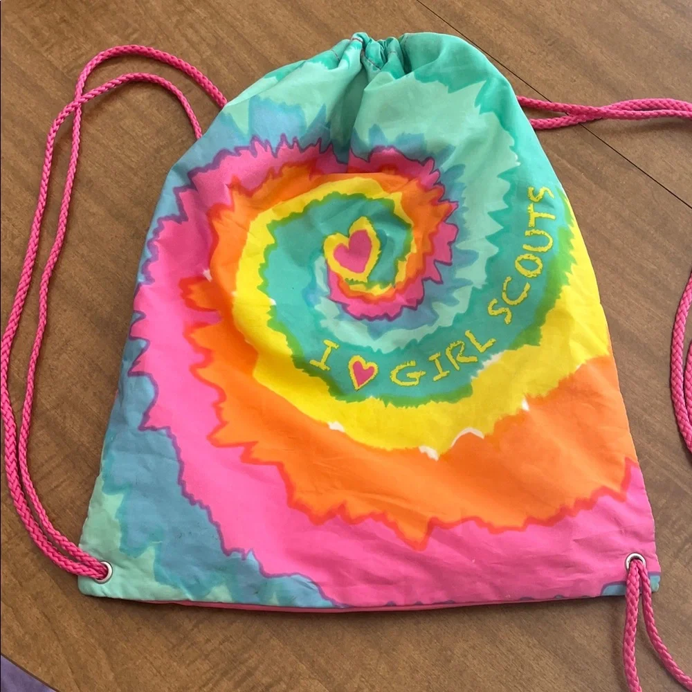 Colorful Tie-Dye Drawstring Girl Scout Backpack